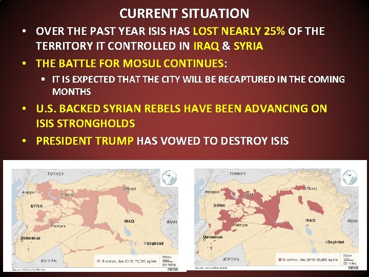 CURRENT SITUATION • OVER THE PAST YEAR ISIS HAS LOST NEARLY 25% OF THE