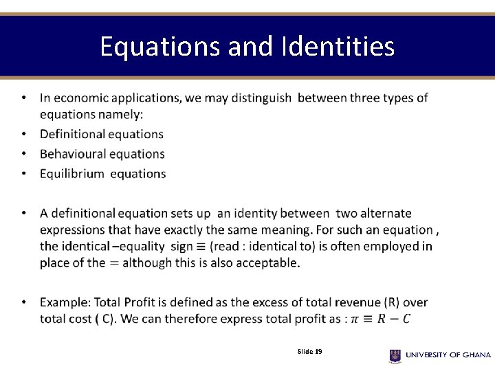 Equations and Identities • Slide 19 