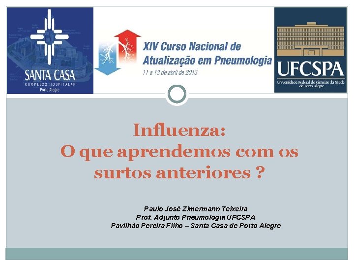 Influenza: O que aprendemos com os surtos anteriores ? Paulo José Zimermann Teixeira Prof.