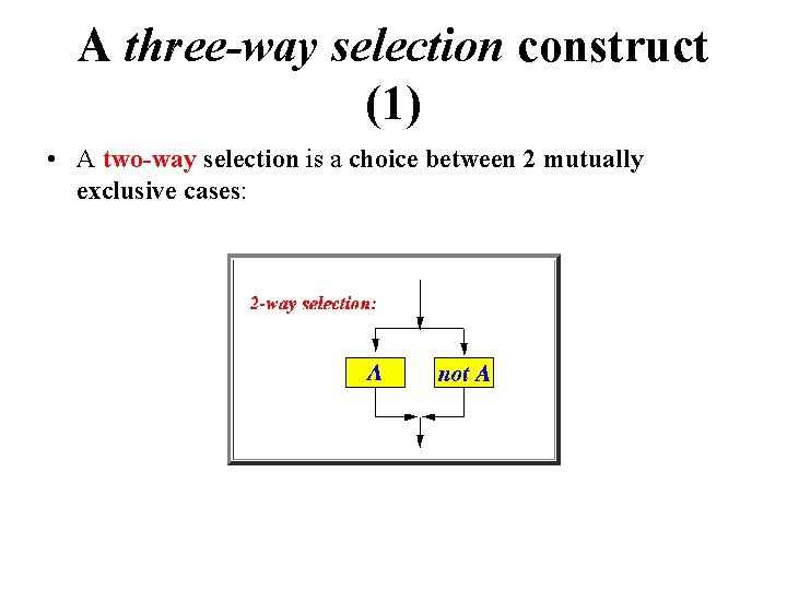 A three-way selection construct (1) • A two-way selection is a choice between 2