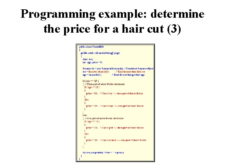 Programming example: determine the price for a hair cut (3) 