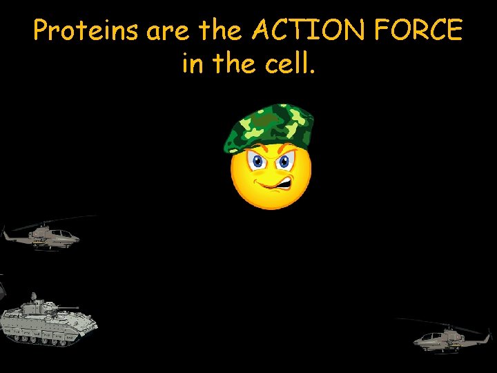 Proteins are the ACTION FORCE in the cell. 