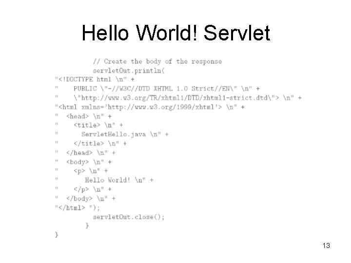 Hello World! Servlet 13 