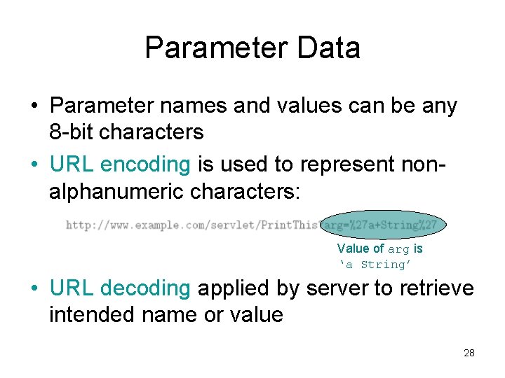 Parameter Data • Parameter names and values can be any 8 -bit characters •