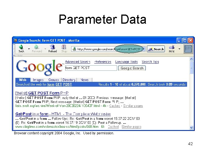 Parameter Data Browser content copyright 2004 Google, Inc. Used by permission. 42 