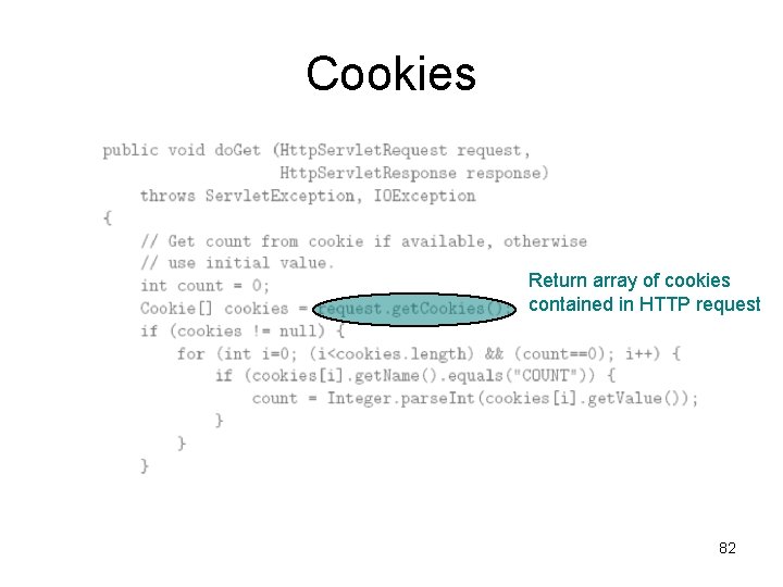 Cookies Return array of cookies contained in HTTP request 82 