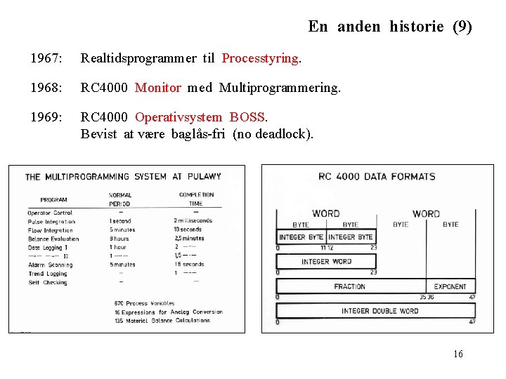 En anden historie (9) 1967: Realtidsprogrammer til Processtyring. 1968: RC 4000 Monitor med Multiprogrammering.