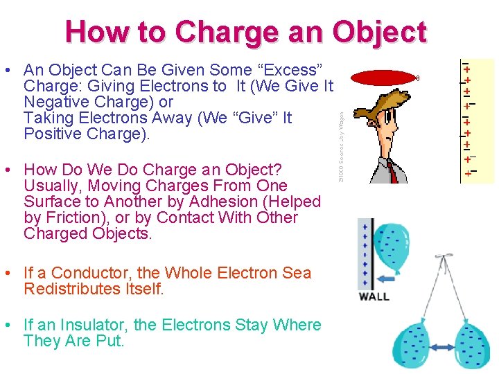 How to Charge an Object • An Object Can Be Given Some “Excess” Charge: