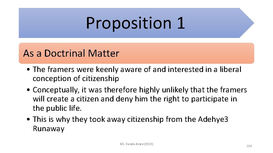 Proposition 1 As a Doctrinal Matter • The framers were keenly aware of and