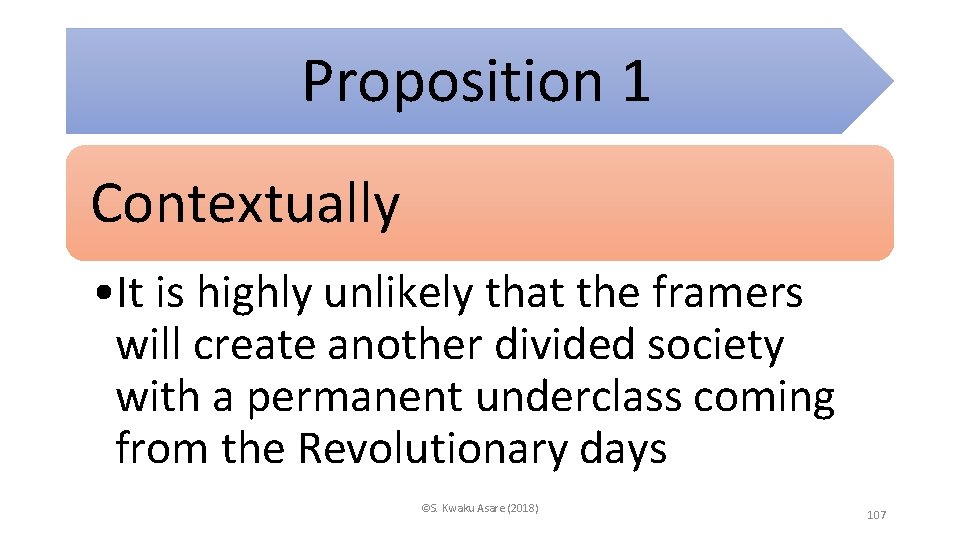 Proposition 1 Contextually • It is highly unlikely that the framers will create another