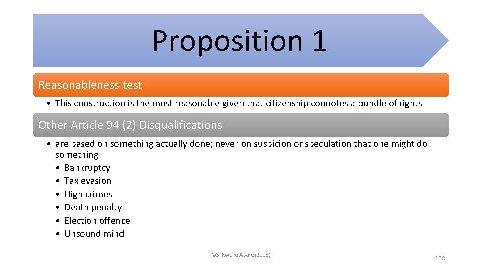 Proposition 1 Reasonableness test • This construction is the most reasonable given that citizenship