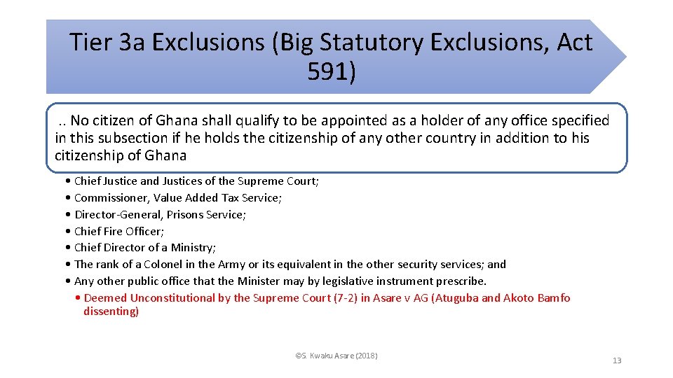 Tier 3 a Exclusions (Big Statutory Exclusions, Act 591) . . No citizen of