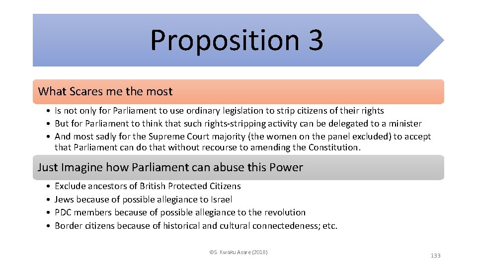 Proposition 3 What Scares me the most • Is not only for Parliament to