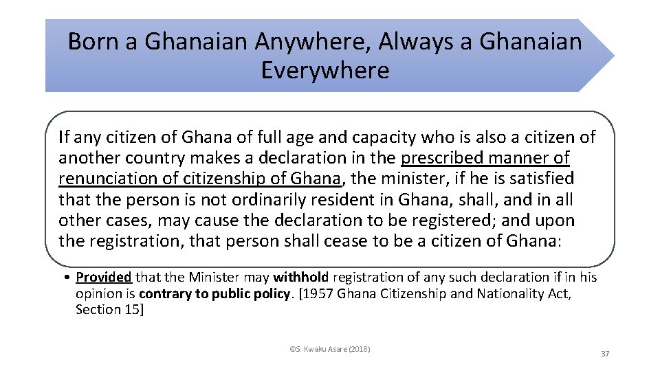 Born a Ghanaian Anywhere, Always a Ghanaian Everywhere If any citizen of Ghana of