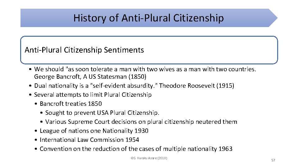 History of Anti-Plural Citizenship Sentiments • We should "as soon tolerate a man with