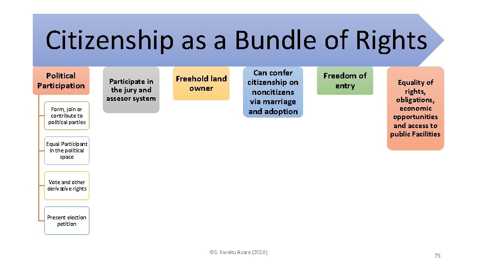 Citizenship as a Bundle of Rights Political Participation Form, join or contribute to political