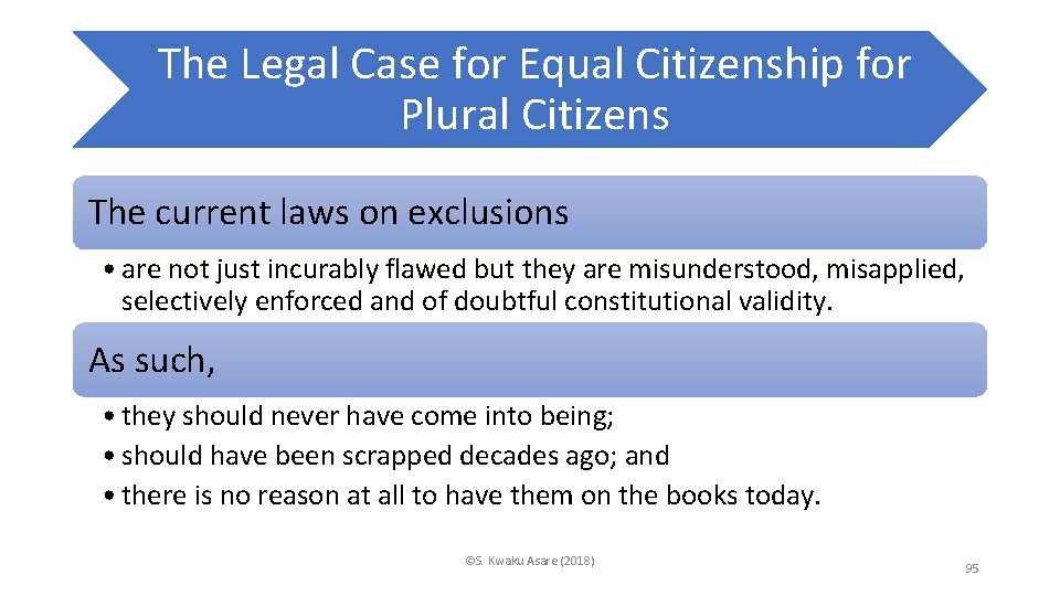 The Legal Case for Equal Citizenship for Plural Citizens The current laws on exclusions