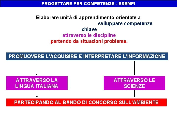 PROGETTARE PER COMPETENZE - ESEMPI Elaborare unità di apprendimento orientate a sviluppare competenze chiave