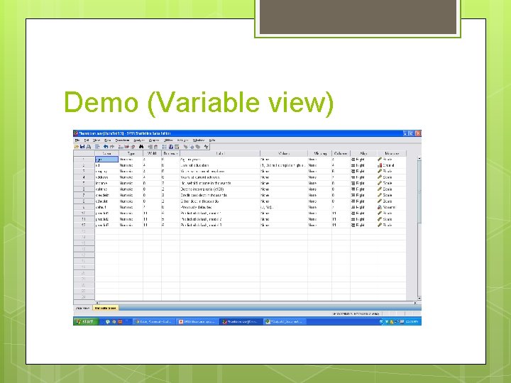 Demo (Variable view) 