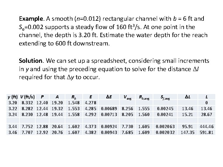 Example. A smooth (n=0. 012) rectangular channel with b = 6 ft and So=0. Example. A smooth (n=0. 012) rectangular channel with b = 6 ft and So=0.