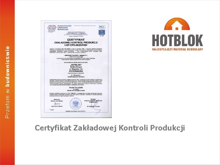 Certyfikat Zakładowej Kontroli Produkcji 