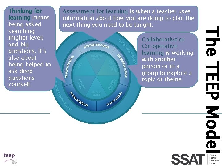 Assessment for learning is when a teacher uses information about how you are doing