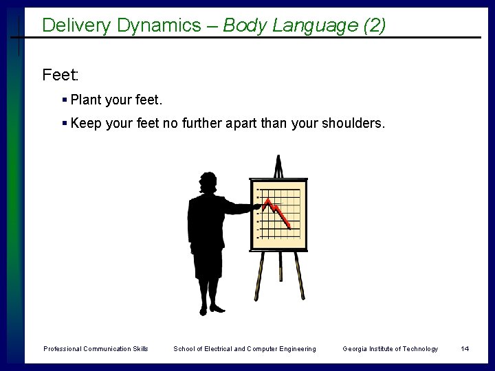 Delivery Dynamics – Body Language (2) Feet: § Plant your feet. § Keep your