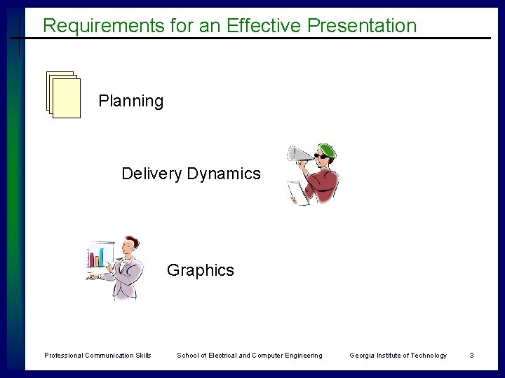 Requirements for an Effective Presentation Planning Delivery Dynamics Graphics Professional Communication Skills School of