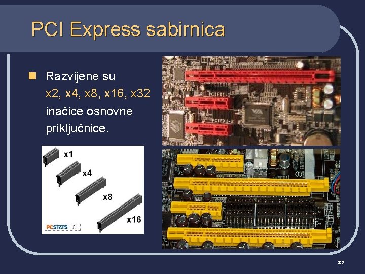 PCI Express sabirnica n Razvijene su x 2, x 4, x 8, x 16,