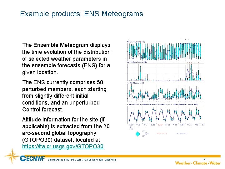 Example products: ENS Meteograms The Ensemble Meteogram displays the time evolution of the distribution