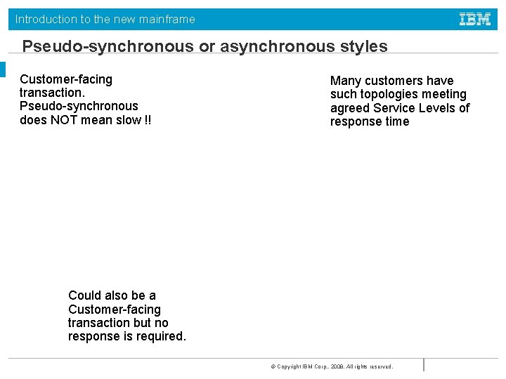 Introduction to the new mainframe Pseudo-synchronous or asynchronous styles Customer-facing transaction. Pseudo-synchronous does NOT
