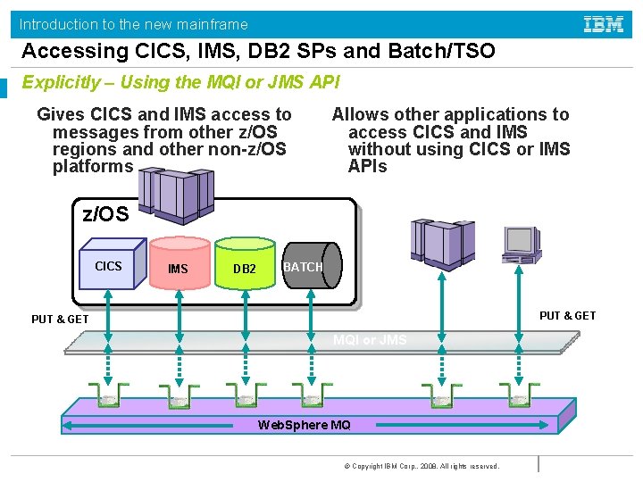 Introduction to the new mainframe Accessing CICS, IMS, DB 2 SPs and Batch/TSO Explicitly