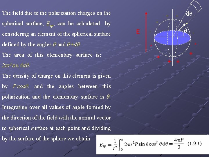 The field due to the polarization charges on the - spherical surface, Esp, can