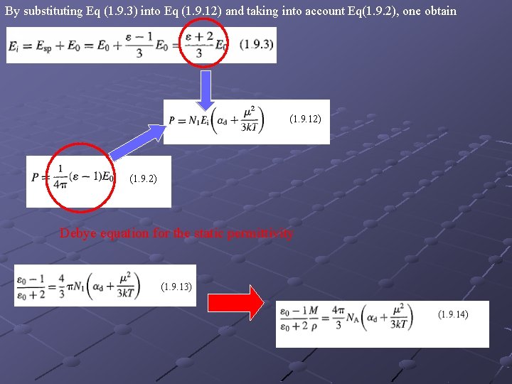 By substituting Eq (1. 9. 3) into Eq (1. 9. 12) and taking into