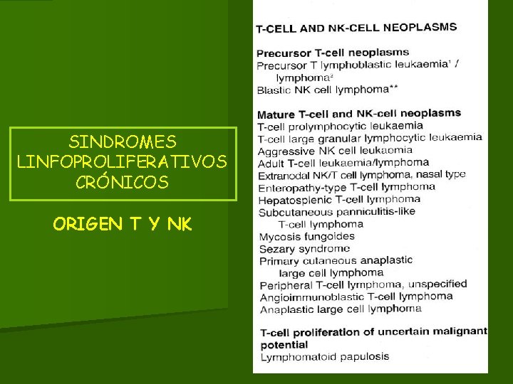 SINDROMES LINFOPROLIFERATIVOS CRÓNICOS ORIGEN T Y NK 