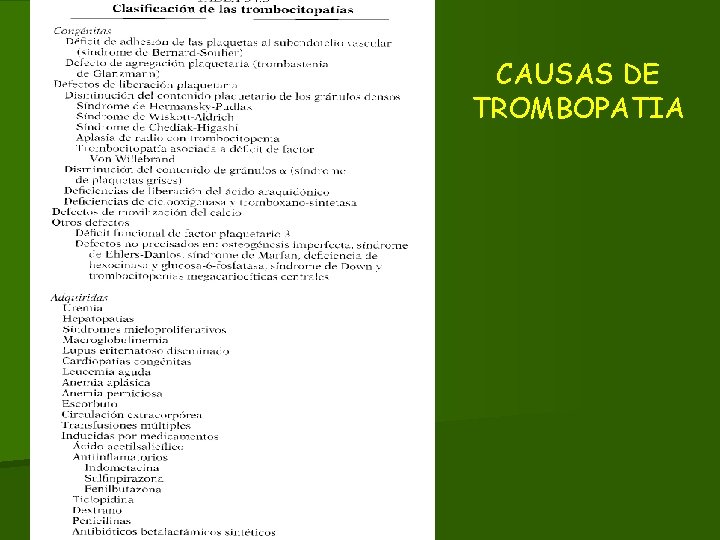 CAUSAS DE TROMBOPATIA 