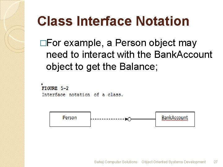 Class Interface Notation �For example, a Person object may need to interact with the