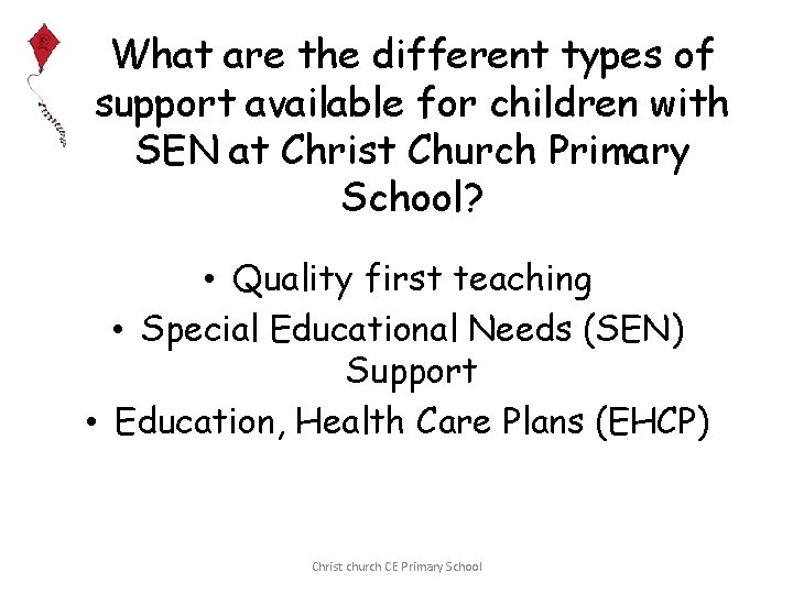 What are the different types of support available for children with SEN at Christ