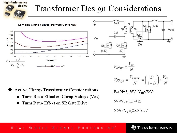 Transformer Design Considerations u Active Clamp Transformer Considerations n n Turns Ratio Effect on