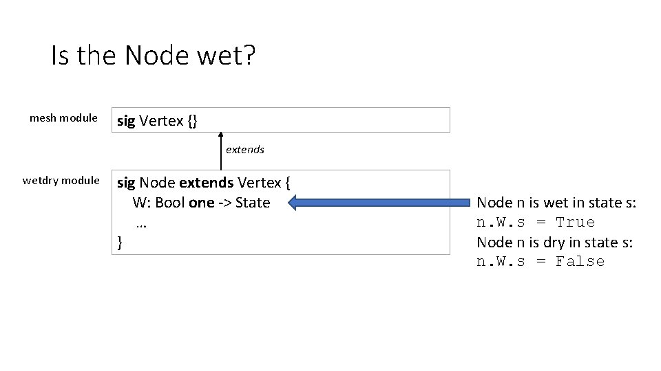 Is the Node wet? mesh module sig Vertex {} extends wetdry module sig Node