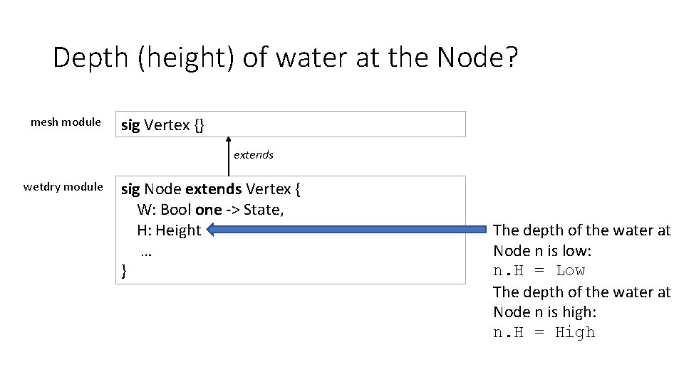 Depth (height) of water at the Node? mesh module sig Vertex {} extends wetdry