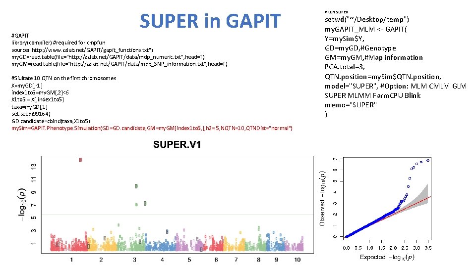 SUPER in GAPIT #GAPIT library(compiler) #required for cmpfun source("http: //www. zzlab. net/GAPIT/gapit_functions. txt") my.