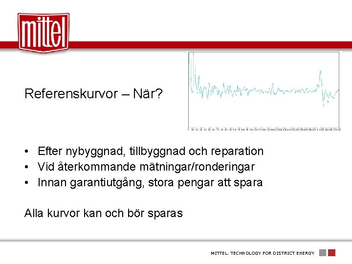 Referenskurvor – När? • Efter nybyggnad, tillbyggnad och reparation • Vid återkommande mätningar/ronderingar •