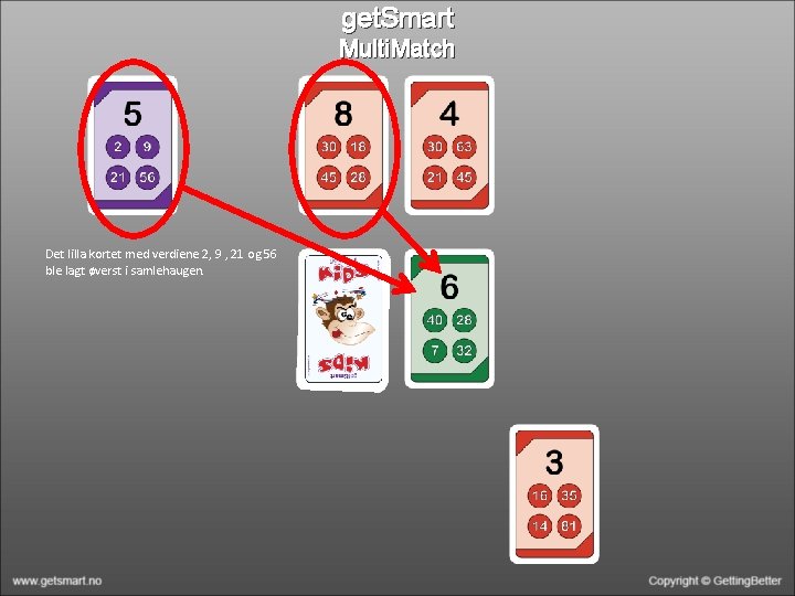 get. Smart Multi. Match Det lilla kortet med verdiene 2, 9 , 21 og