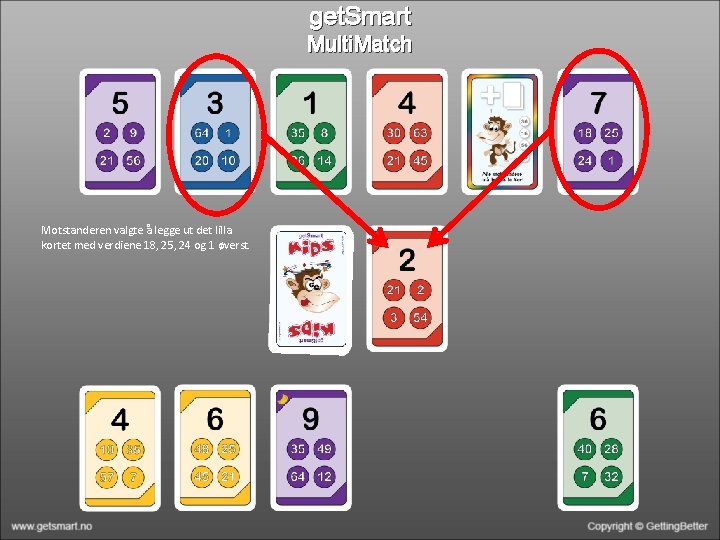 get. Smart Multi. Match Motstanderen valgte å legge ut det lilla kortet med verdiene