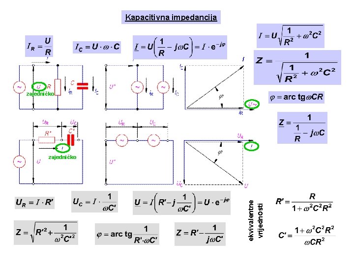 Kapacitivna impedancija I zajedničko ekvivalentne vrijednosti zajedničko 