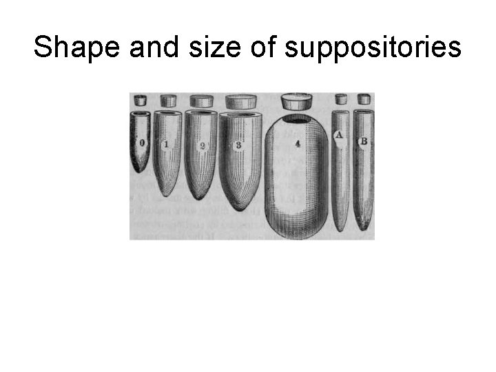 Shape and size of suppositories 