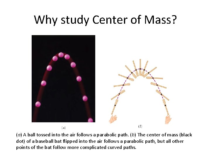 Why study Center of Mass? (a) A ball tossed into the air follows a Why study Center of Mass? (a) A ball tossed into the air follows a