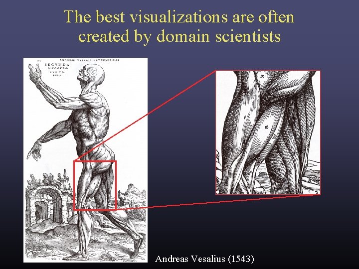 The best visualizations are often created by domain scientists Andreas Vesalius (1543) The best visualizations are often created by domain scientists Andreas Vesalius (1543)