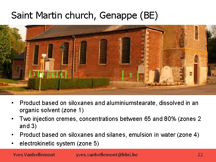 Saint Martin church, Genappe (BE) • Product based on siloxanes and aluminiumstearate, dissolved in